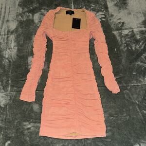 Michael Costello x Revolve Franky Mini Dress Women's XS Mauve Ruched Stretch